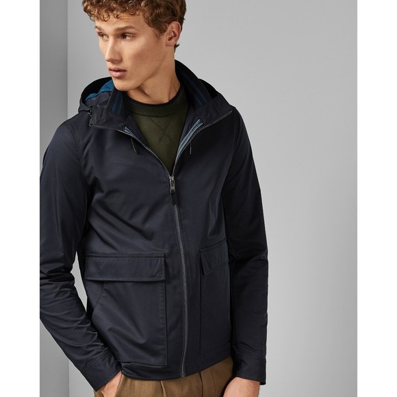 Ted Baker Men's Toledo Hooded Zip Up Lightweight Jacket Navy Blue Size 6